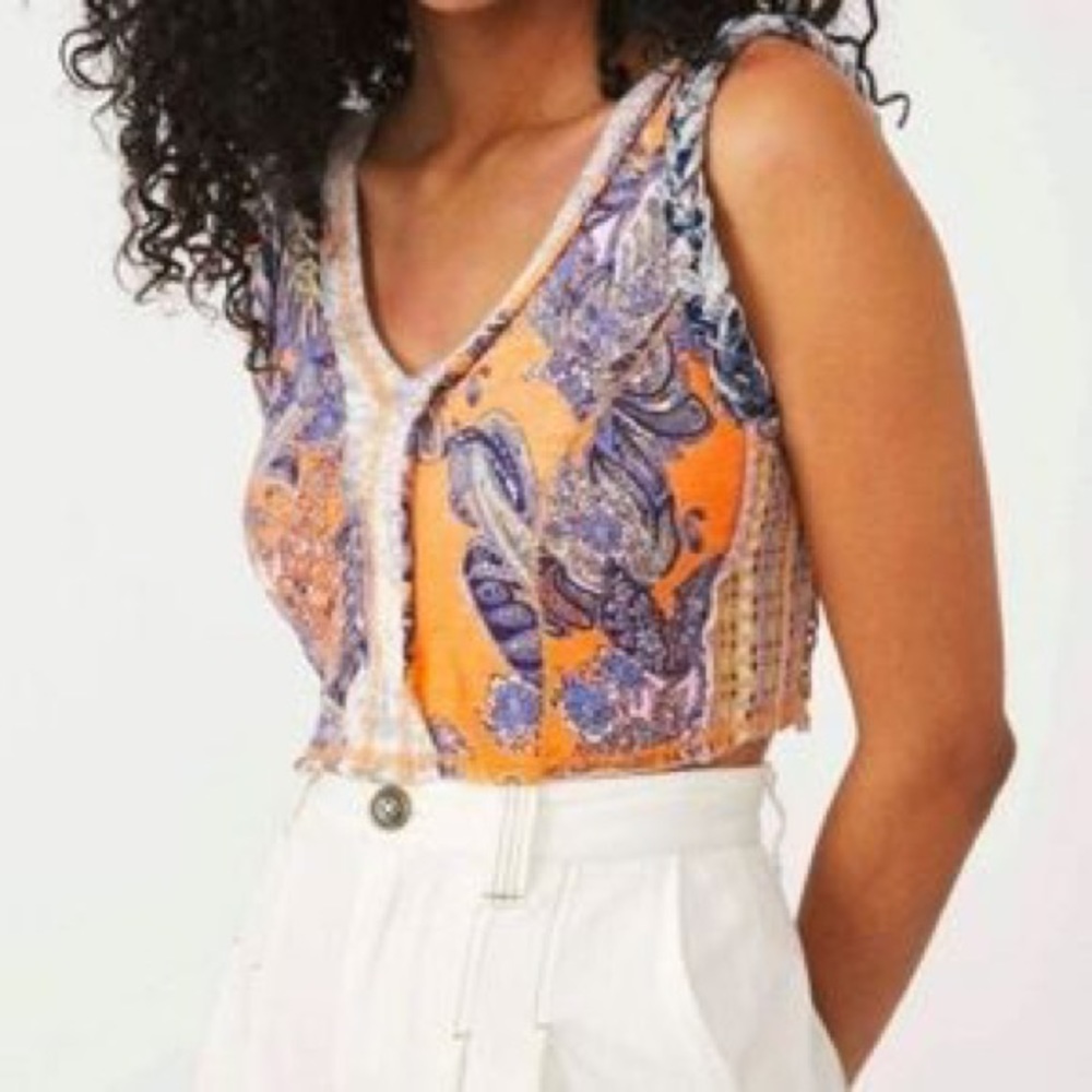 Free People Izabella Cropped Tank Top size medium